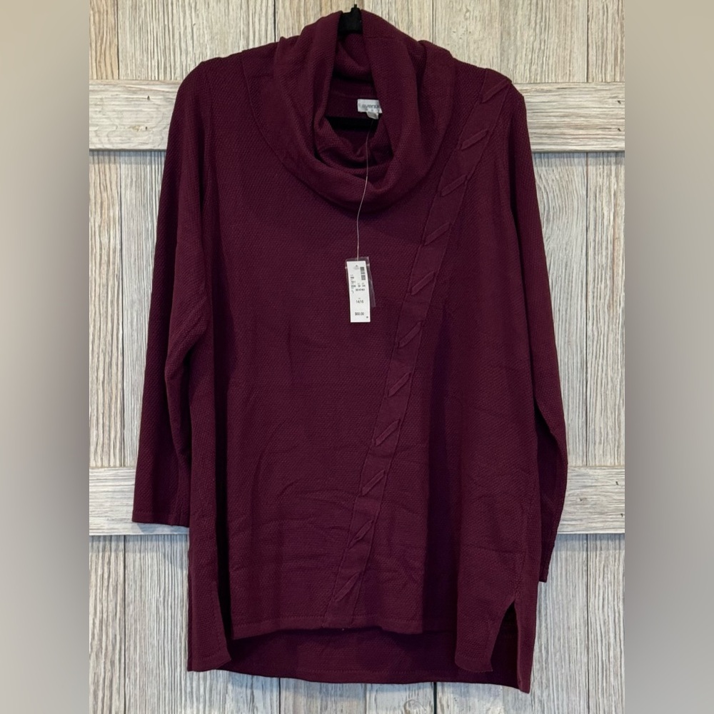 Avenue Burgundy Sweater with cowl neck sz 14/16 NWT